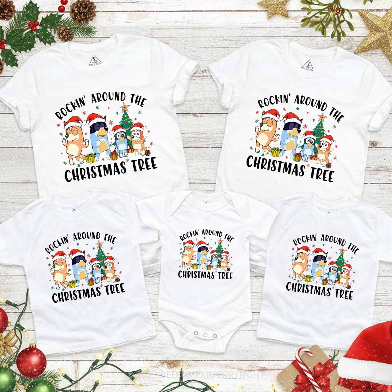 Rockin Around To Christmas Tree Family Matching T-Shirts Beepumpkin
