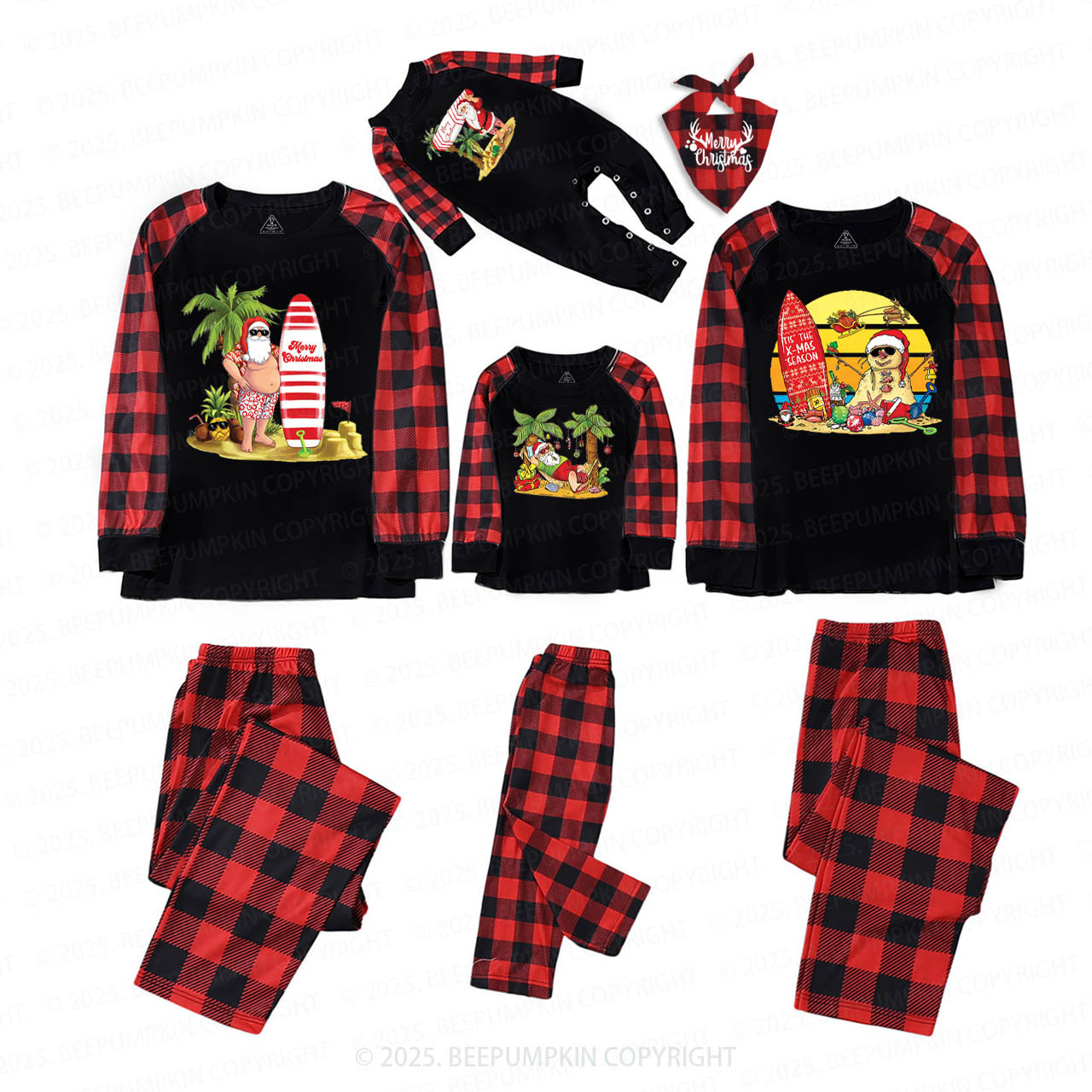 Personalized Tropical Beach Christmas Family Matching Pajamas