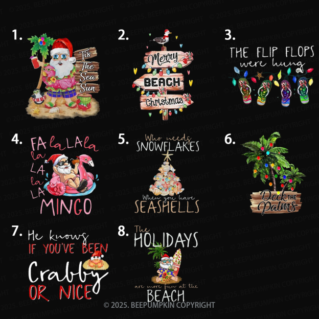 Personalized Christmas On Beach Family Matching T-Shirts Beepumpkin