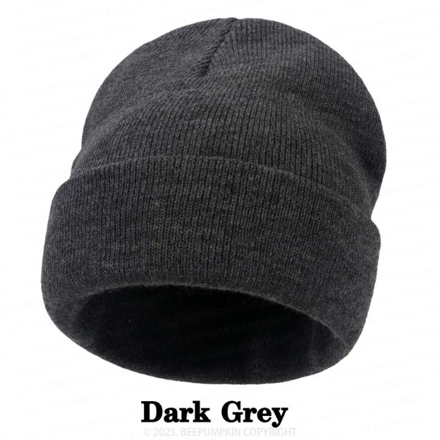 8 Colors Personalized Name Beanie Hat (Vegan Leather Patch)