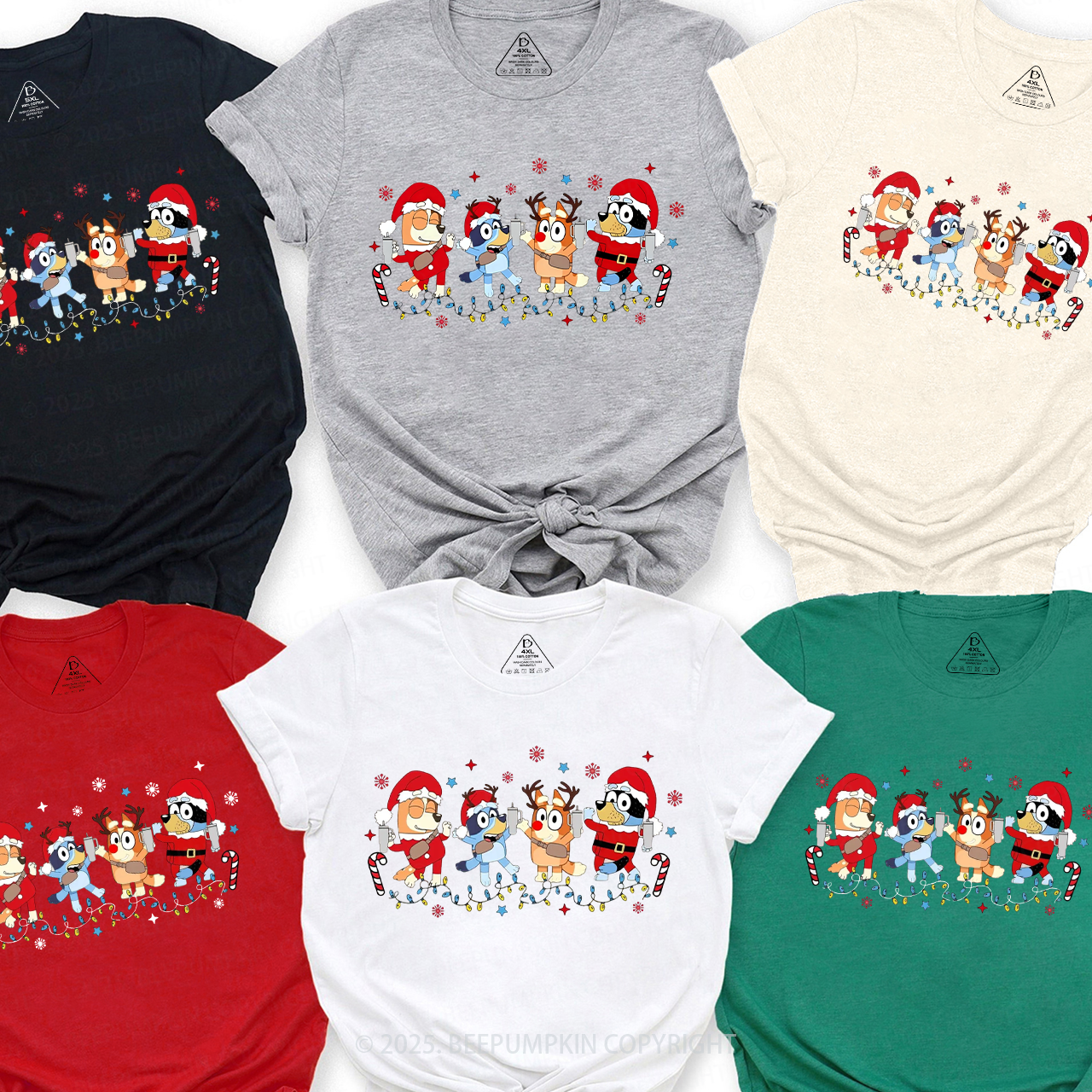 Santa Hat Dog Family Matching T-Shirts Beepumpkin