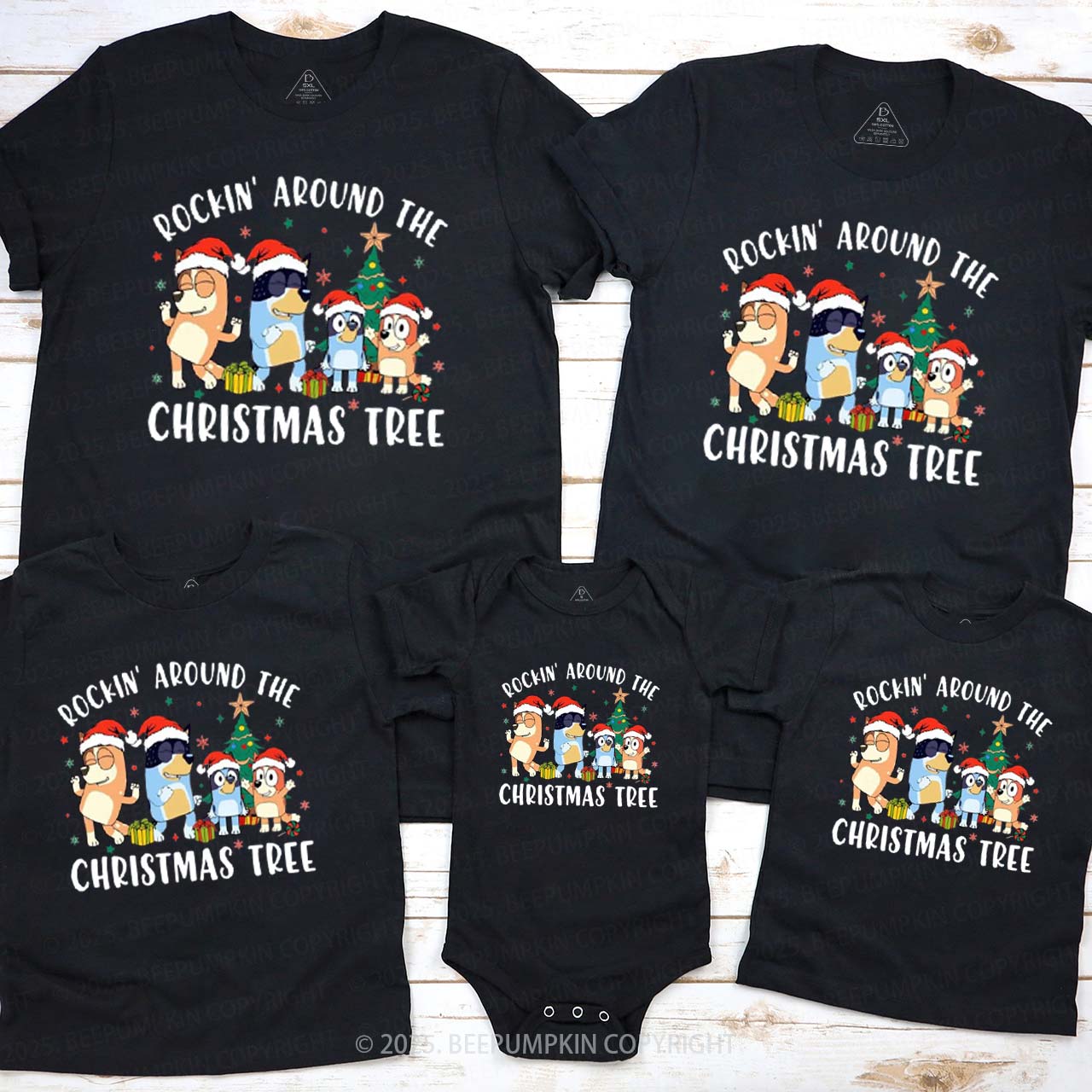 Rockin Around To Christmas Tree Family Matching T-Shirts Beepumpkin