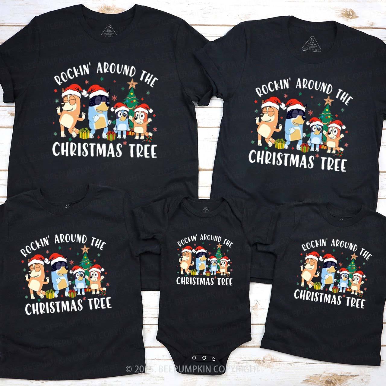 Rockin Around To Christmas Tree Family Matching T-Shirts Beepumpkin