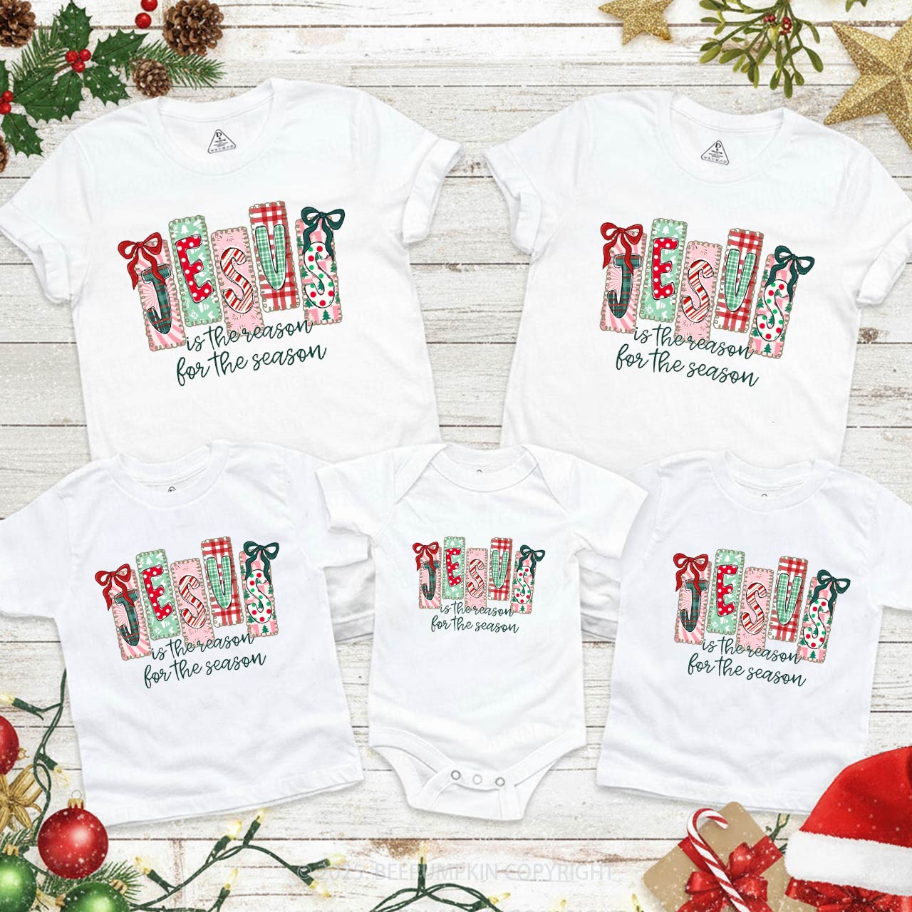 Jesus Is The Reason For The Season Family Matching T-Shirts Beepumpkin