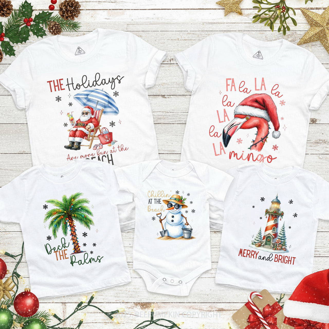 Personalized Seaside Holiday Magic Family Matching T-Shirts Beepumpkin