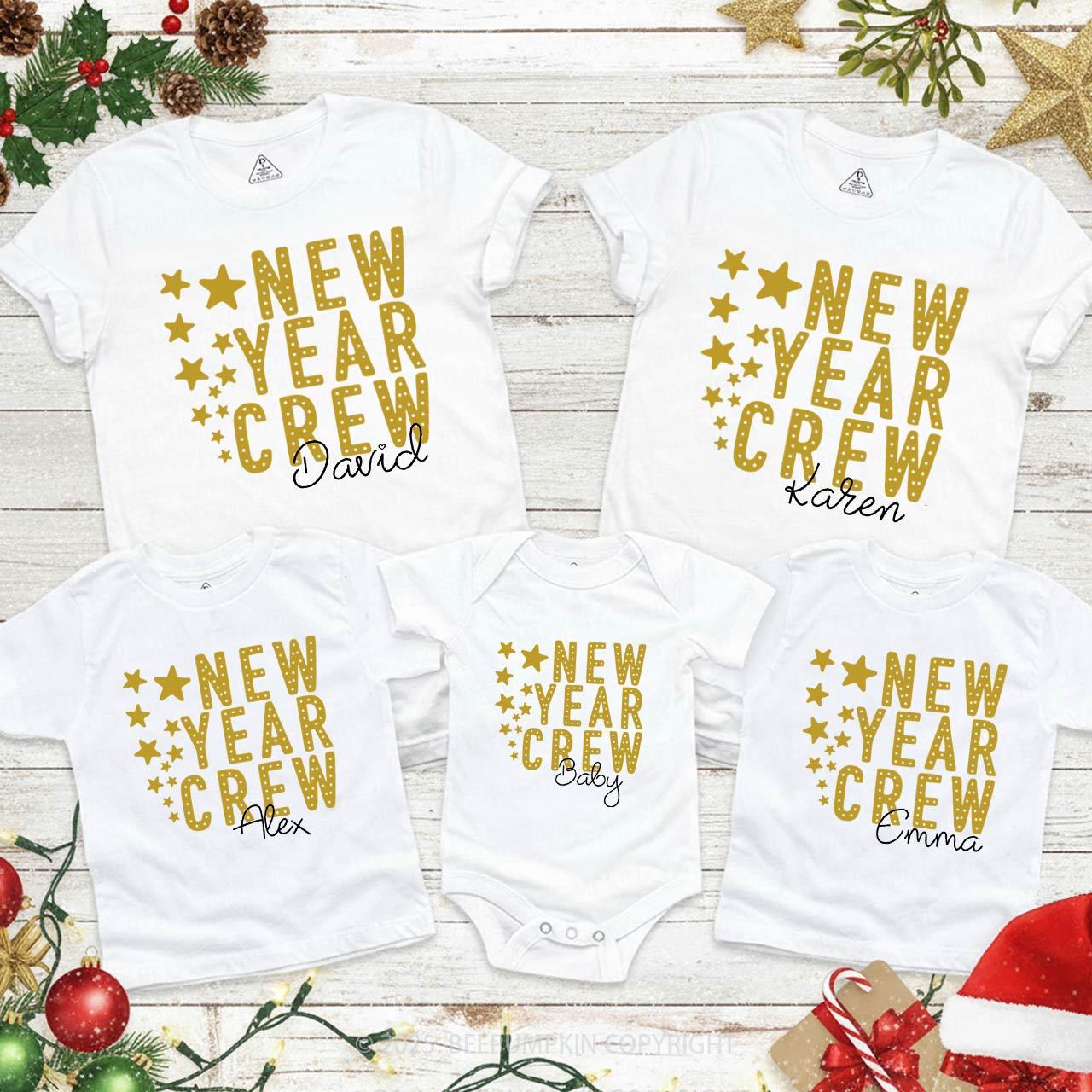 Personalized New Year Crew Family Matching T-Shirts Beepumpkin