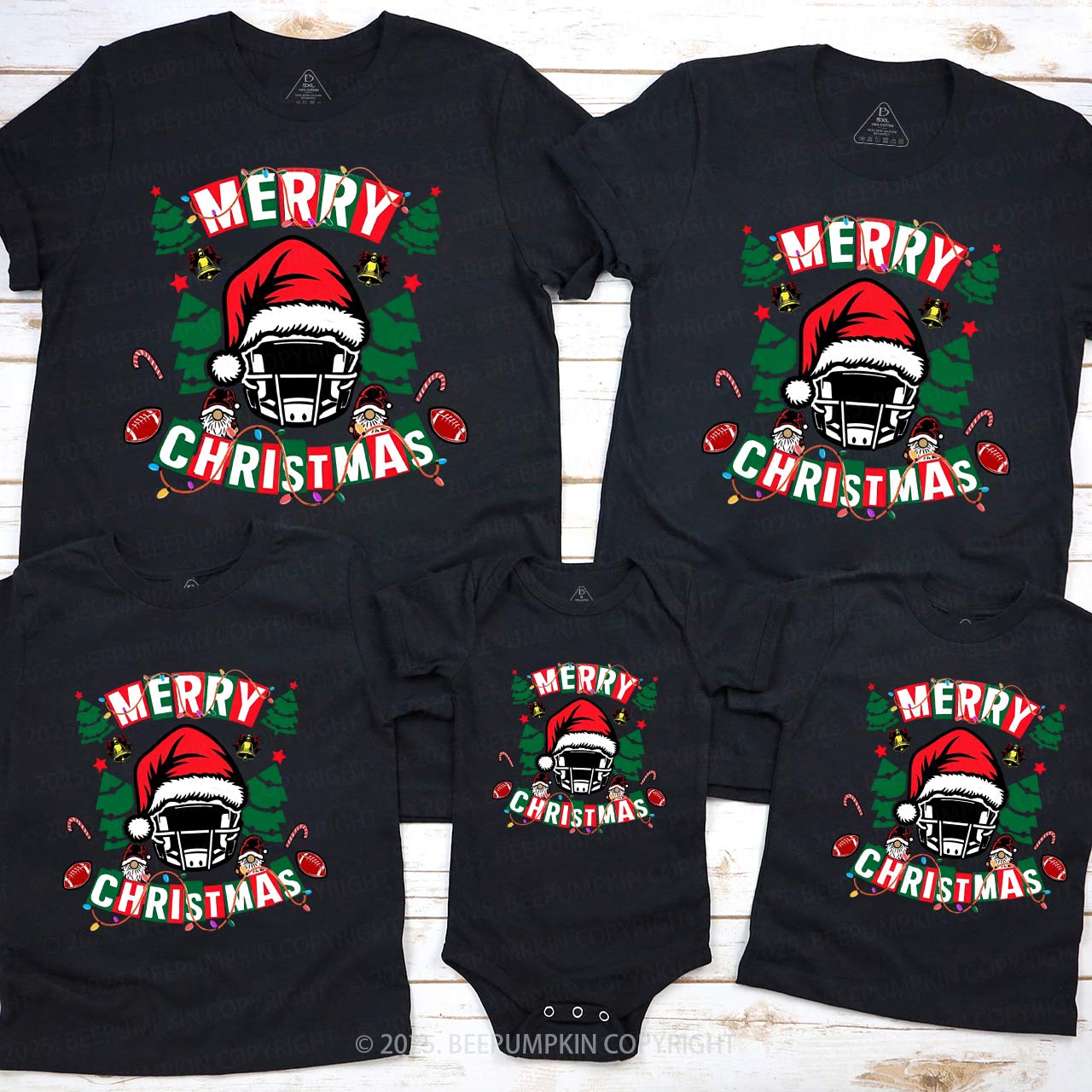 Football Christmas Family Matching T-Shirts Beepumpkin