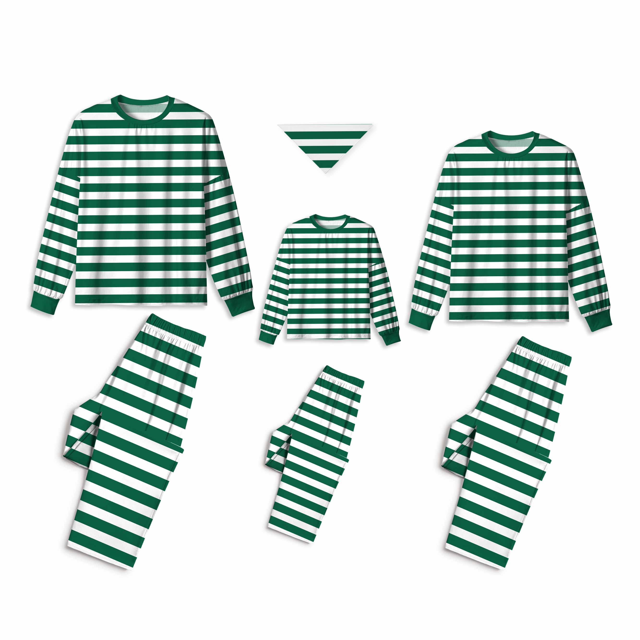 Christmas Green Stripes All-Over Print Family Matching Pajama Sets