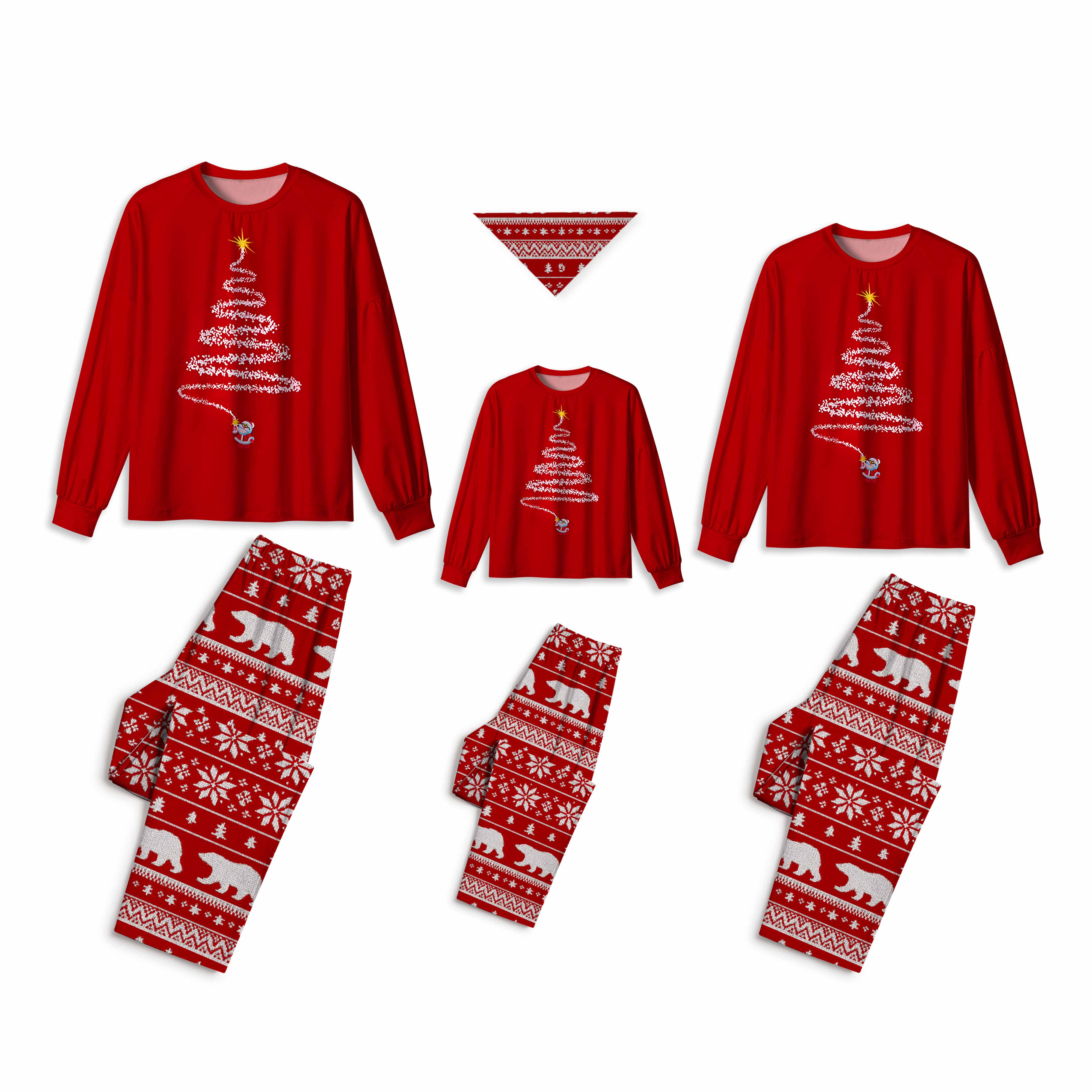 Festive Red Holiday All-Over Print Family Matching Pajama Sets