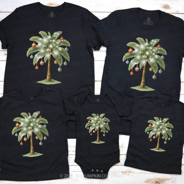Christmas Palm Tree Family Matching T-Shirts Beepumpkin