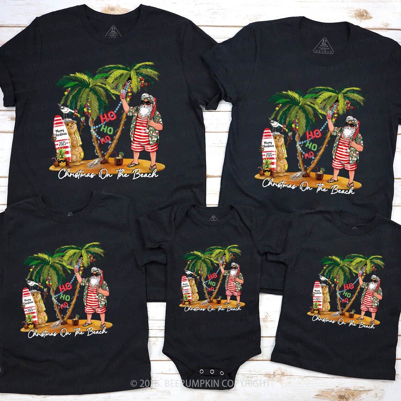 2025 Christmas Beach Family Matching T-Shirts Beepumpkin