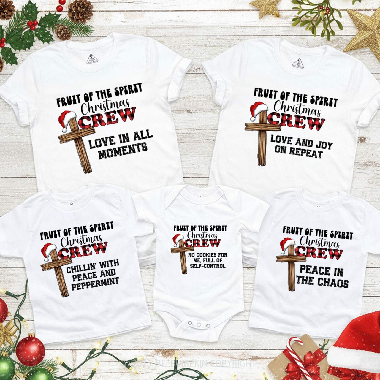 Personalized Fruit Of The Spirit Group Xmas Family Matching T-Shirts Beepumpkin