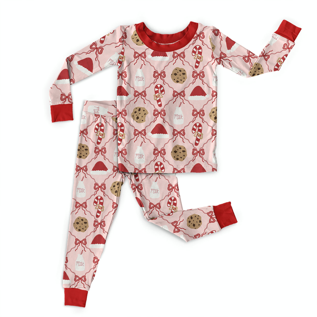 Milk & Cookies Christmas Two-Piece Pajama Set For Kids