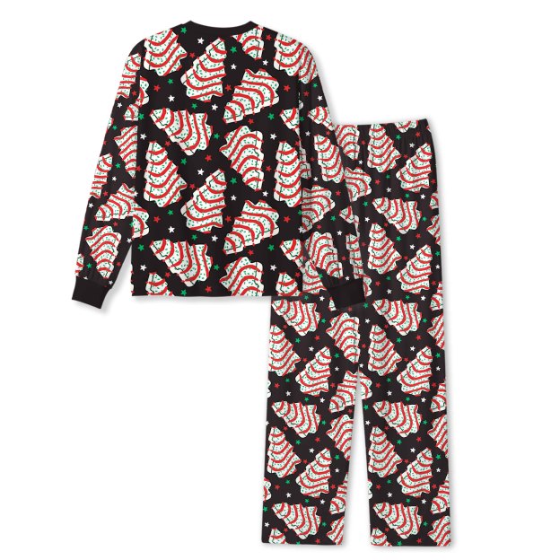 Black Christmas Tree Cakes All-Over Print Family Matching Pajama Sets