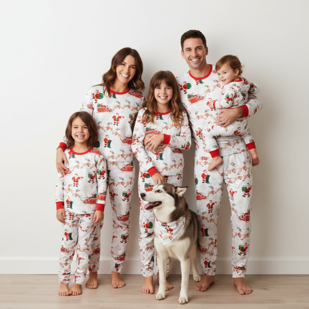 Santa Claus Sleigh All-Over Print Family Matching Pajama Sets