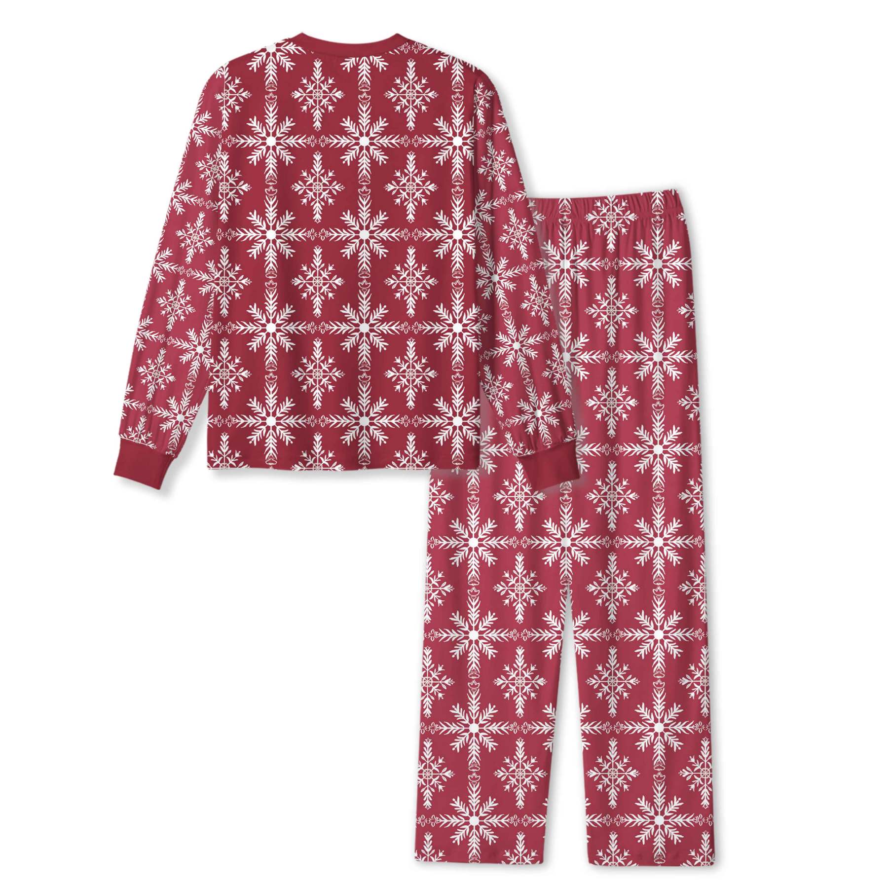 Crimson Snowfall All-Over Print Family Matching Pajama Sets