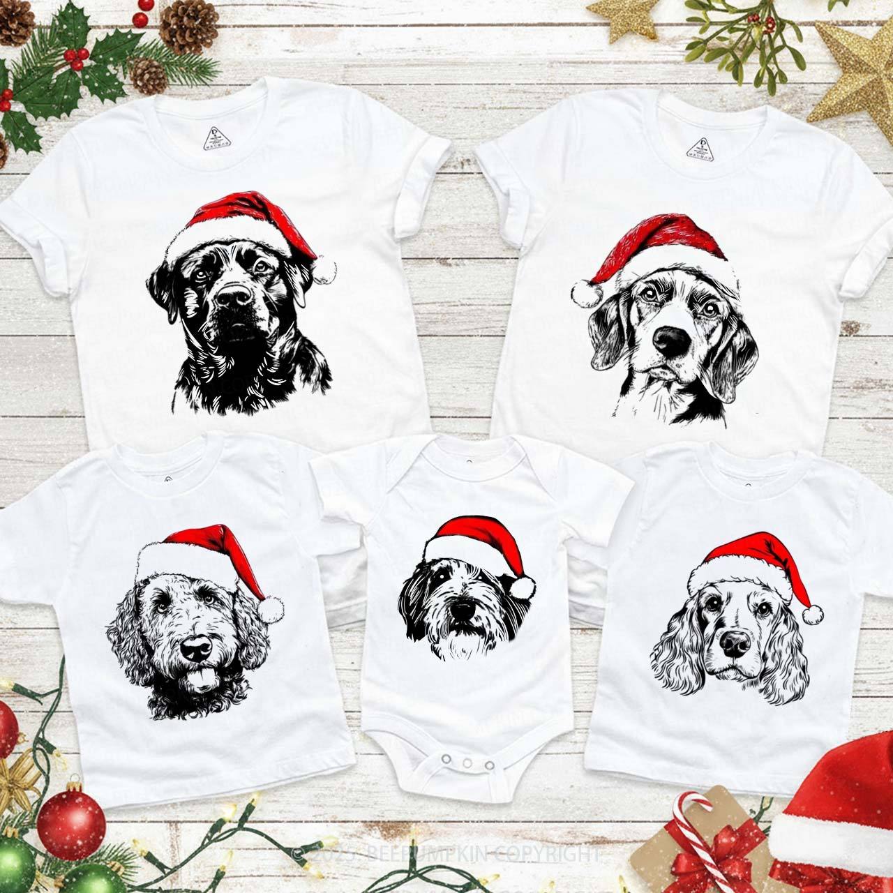 Personalized Santa Paws Dog Breed Family Matching T-Shirts Beepumpkin