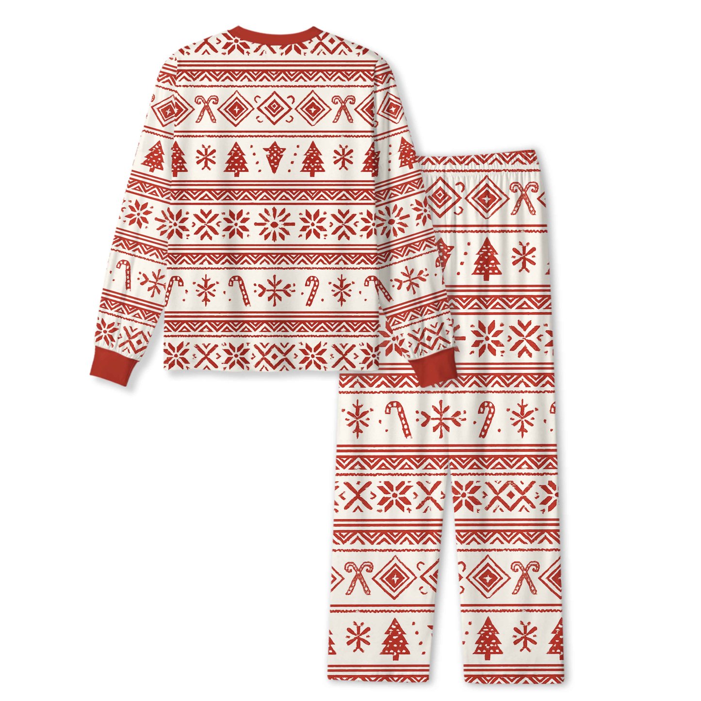 Red Christmas Element Stripes All-Over Print Family Matching Pajama Sets