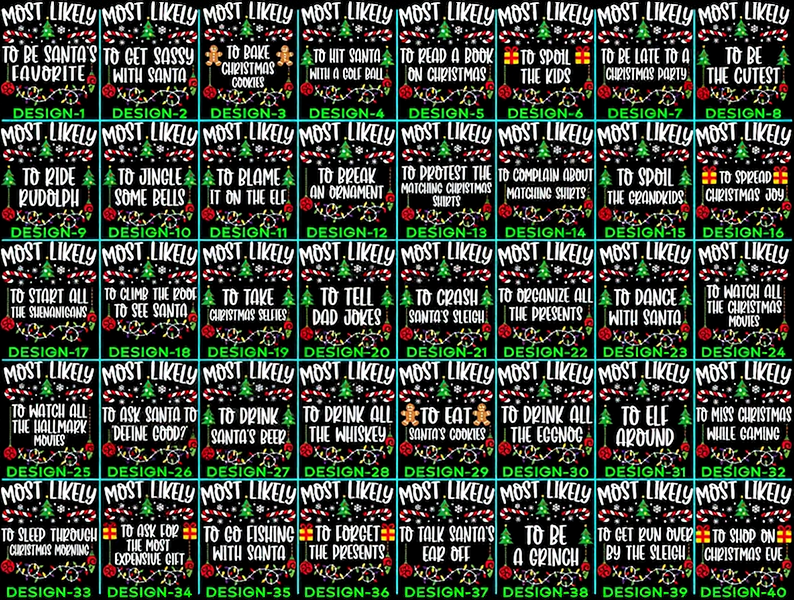 48 Quotes Most Likely To Christmas Family Matching Shirt