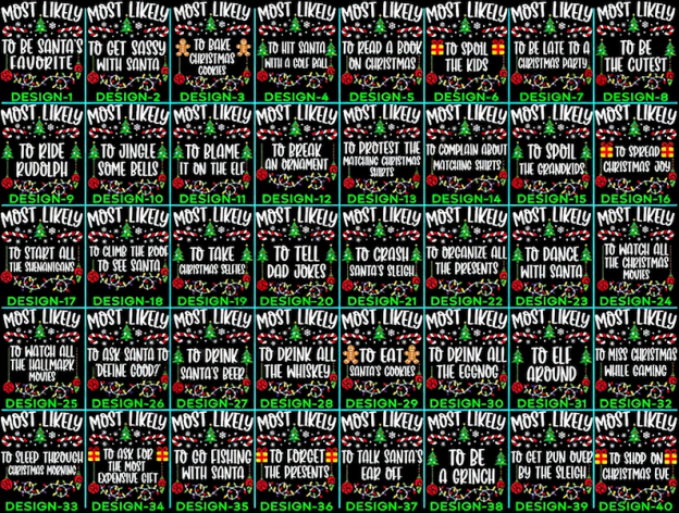 48 Quotes Most Likely To Christmas Family Matching Shirt