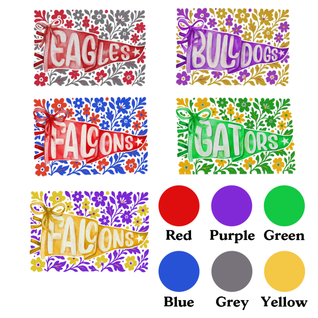 Personalized Team Mascot Watercolor Pennant Flower T-Shirts Beepumpkin