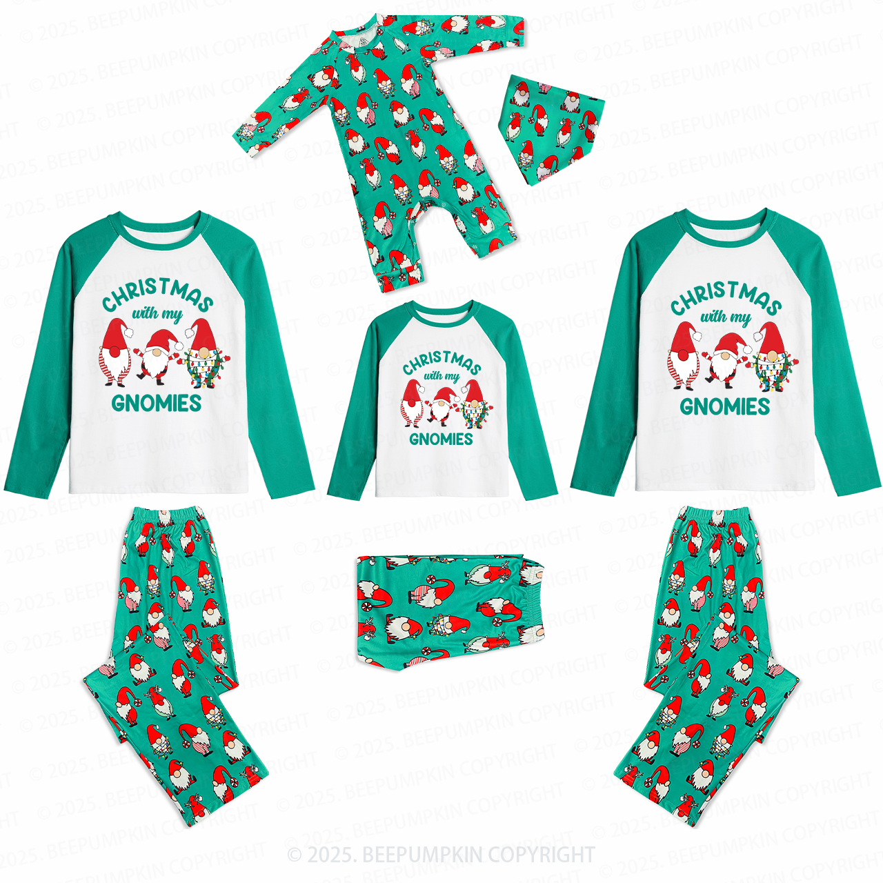 Christmas With My Gnomes Family Matching Gnomes Pajamas Beepumpkin