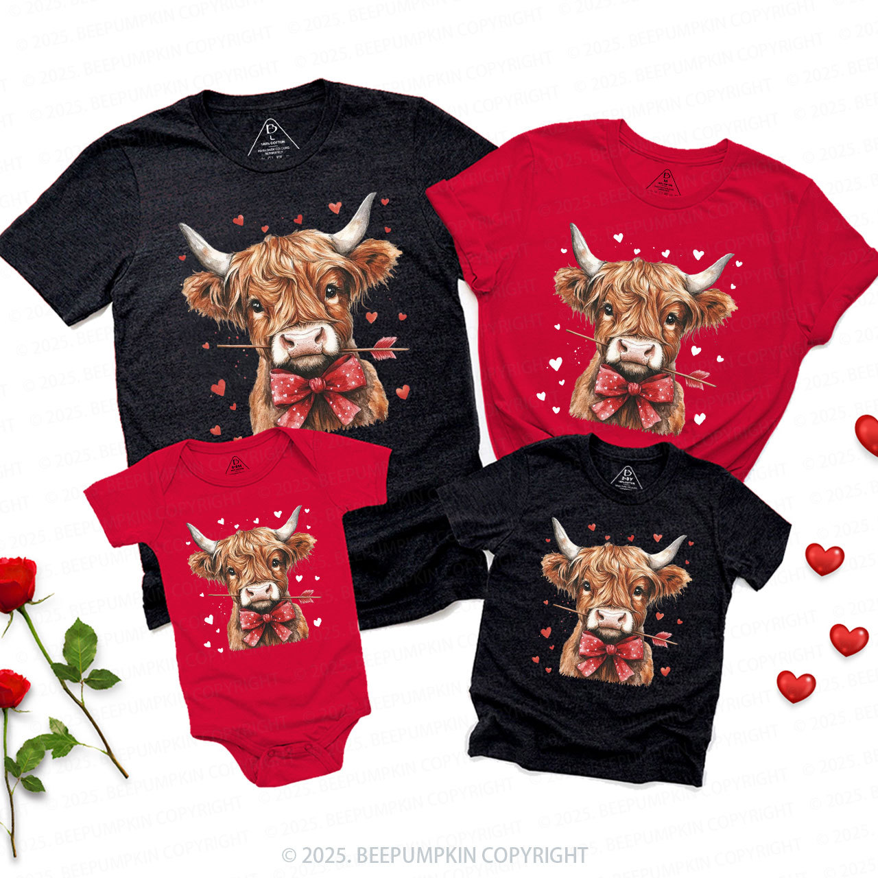 Highland Cow Valentine's Day Family Shirt