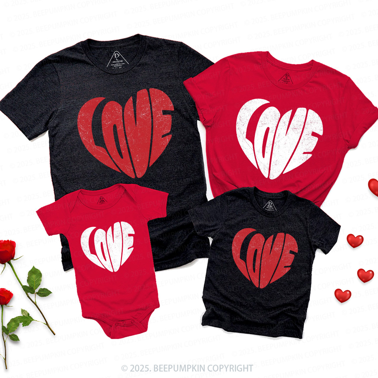 Retro Love Heart Valentine's Day Family Shirt