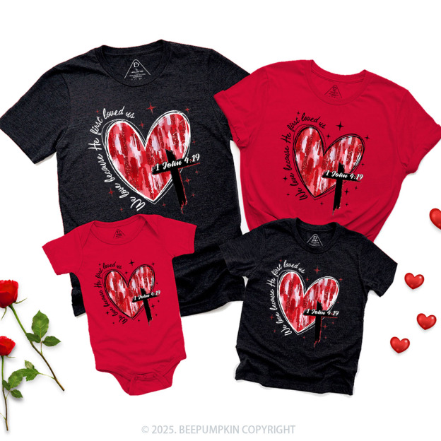 Heart Cross Valentine Jesus Family Shirt