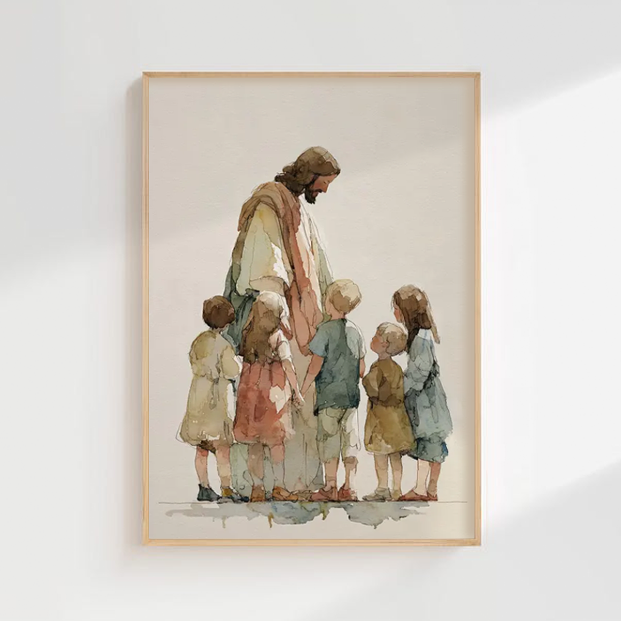Jesus With Children Watercolor Digital Nursery Wall Art