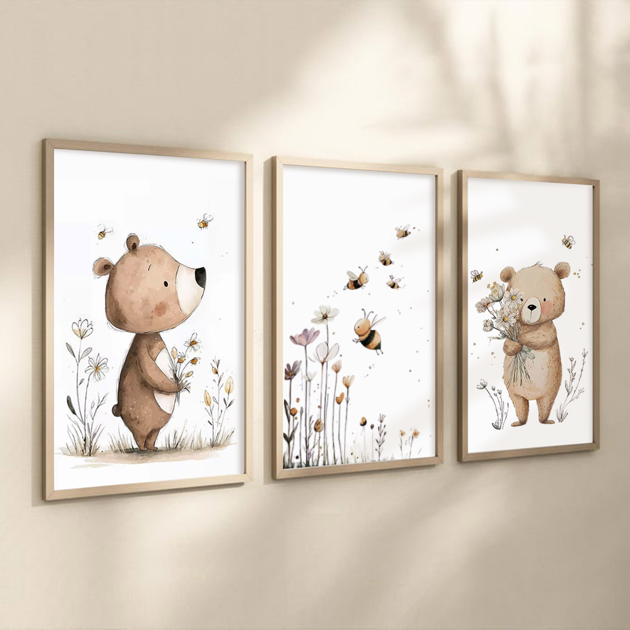 Bear & Bee Adventure Digital Nursery Wall Art