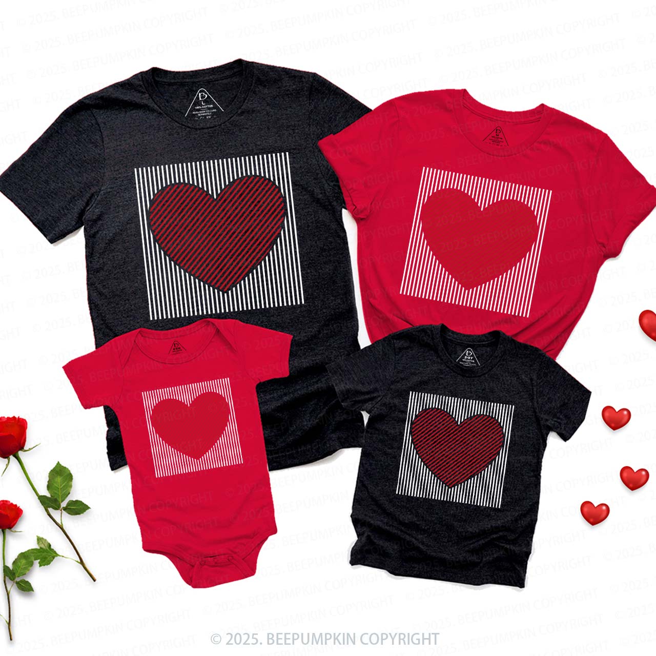 Heart-shaped Lines Valentine's Day Family Shirt