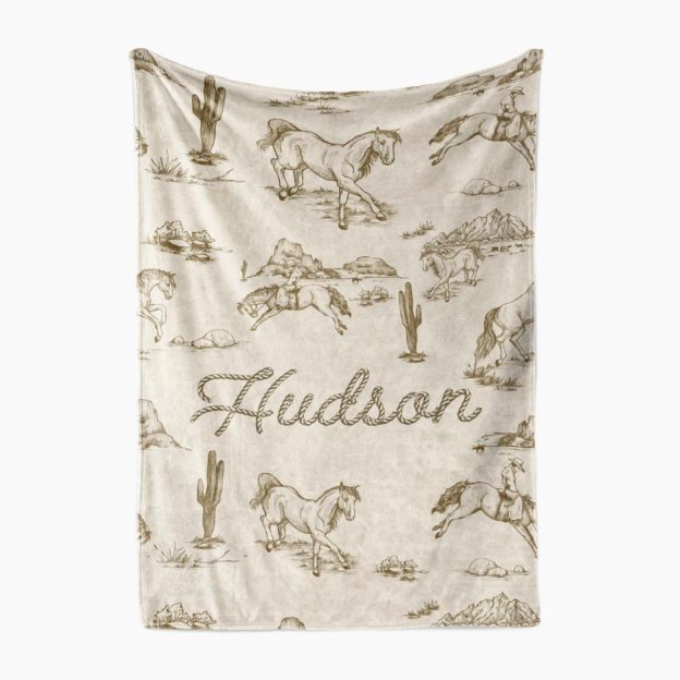 Personalized Western Cowboy Name Fleece Blanket
