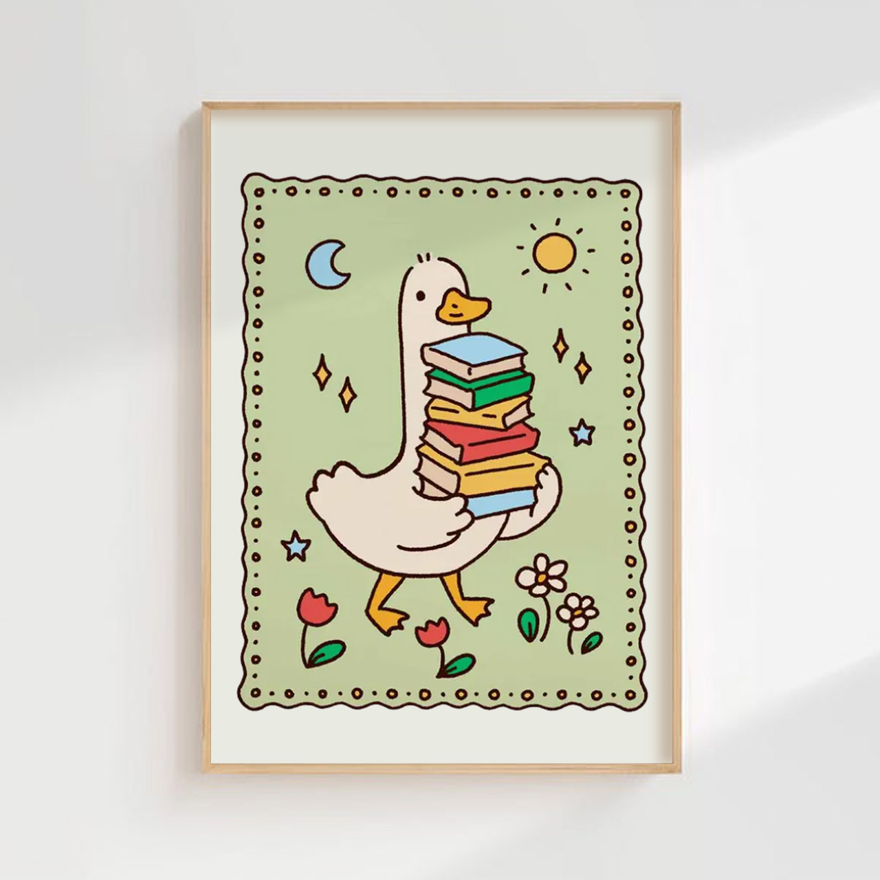 Silly Goose Reads Poster Digital Nursery Wall Art