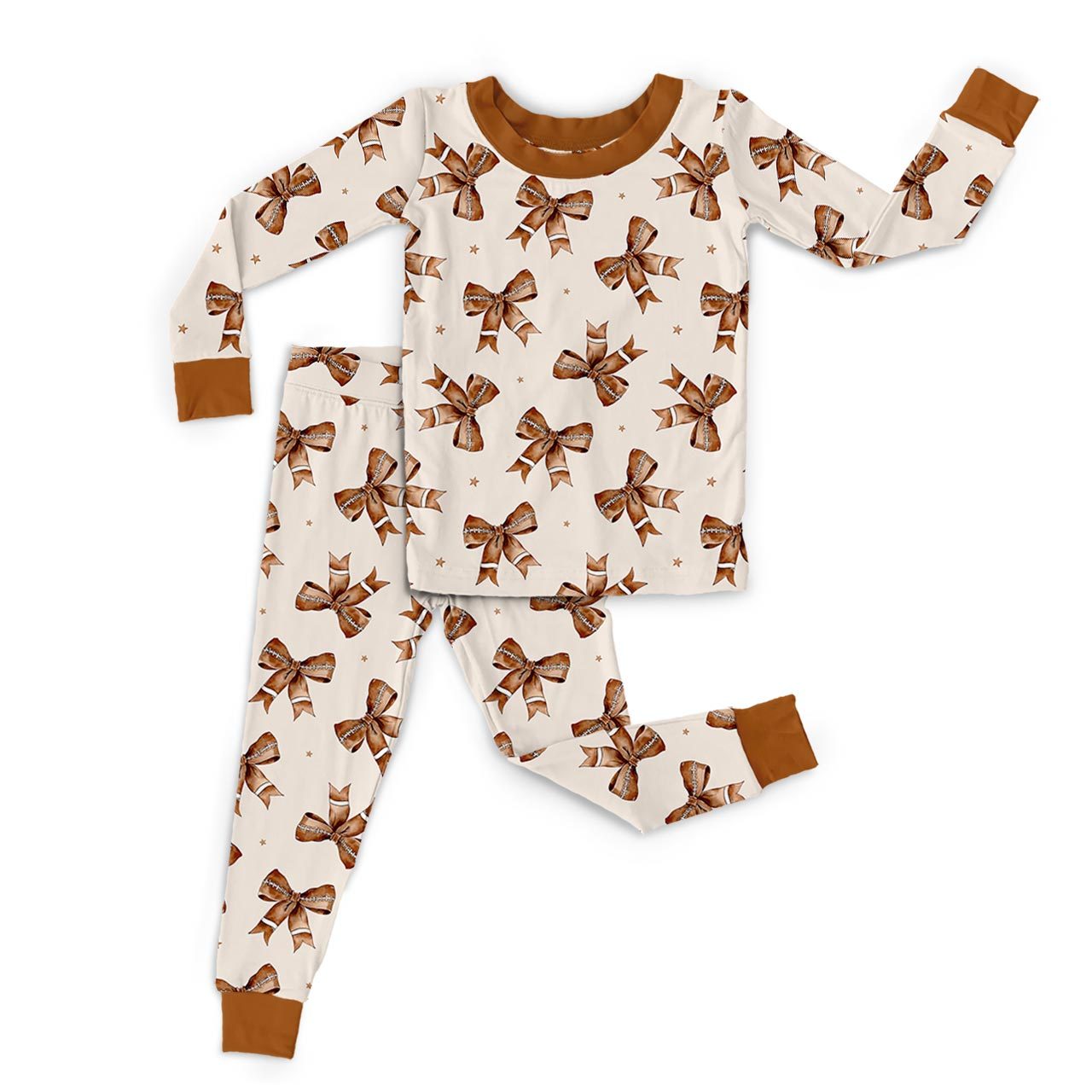 Football Bows Two-Piece Pajama Set For Kids