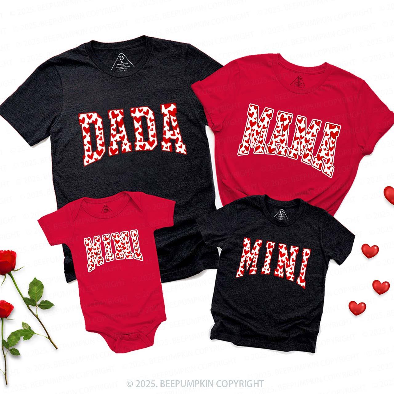 Personalized Heart-shaped Leopard Print Valentine's Day Family Shirt