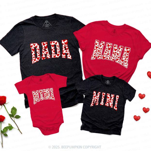 Personalized Heart-shaped Leopard Print Valentine's Day Family Shirt