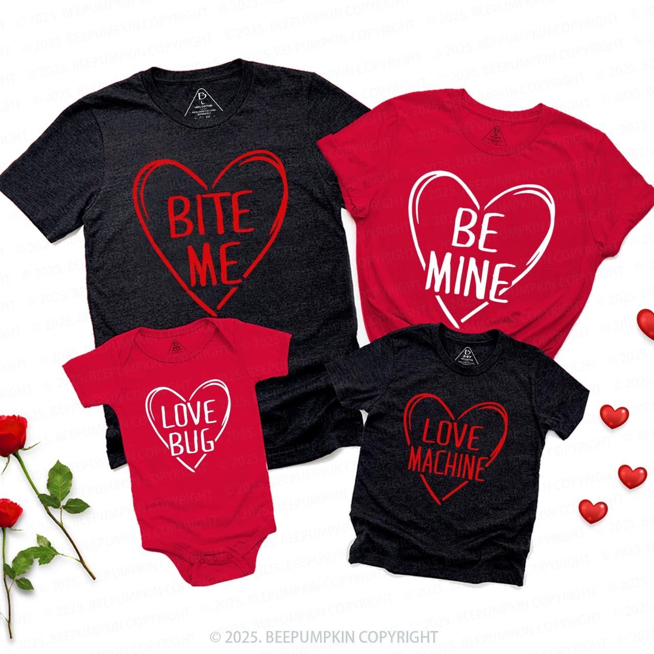 Personalized Playful Love Hearts Valentine's Day Family Shirt
