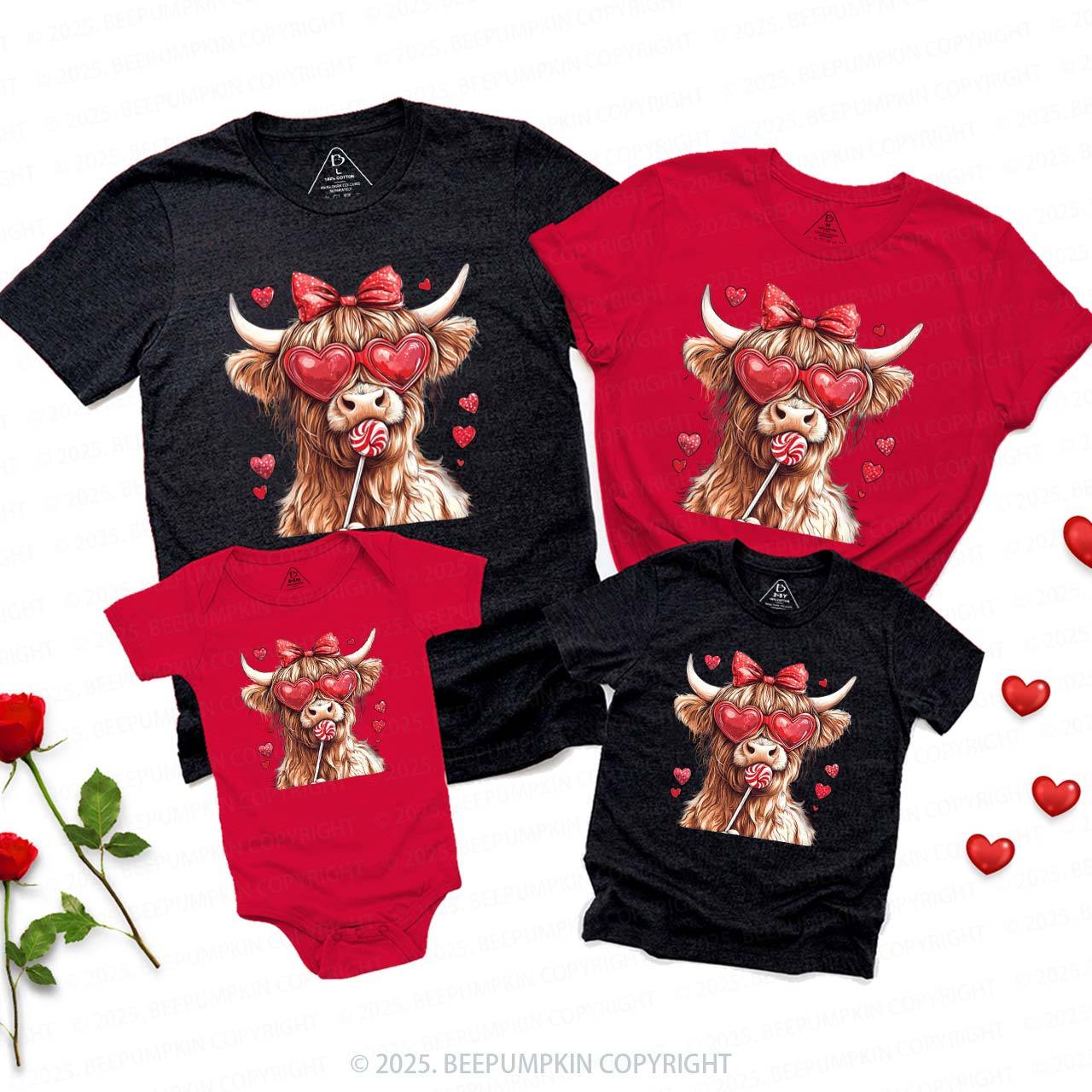 Highland Cow Valentine's Day Family Shirt