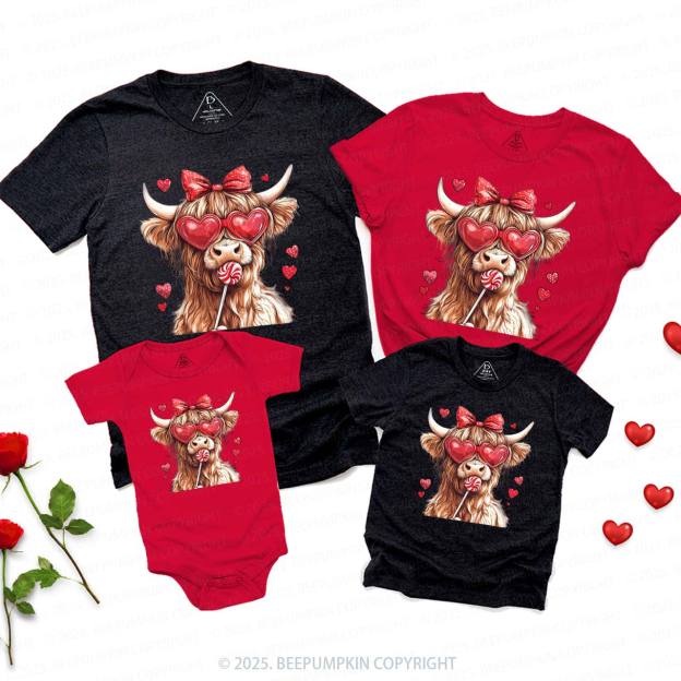 Highland Cow Valentine's Day Family Shirt