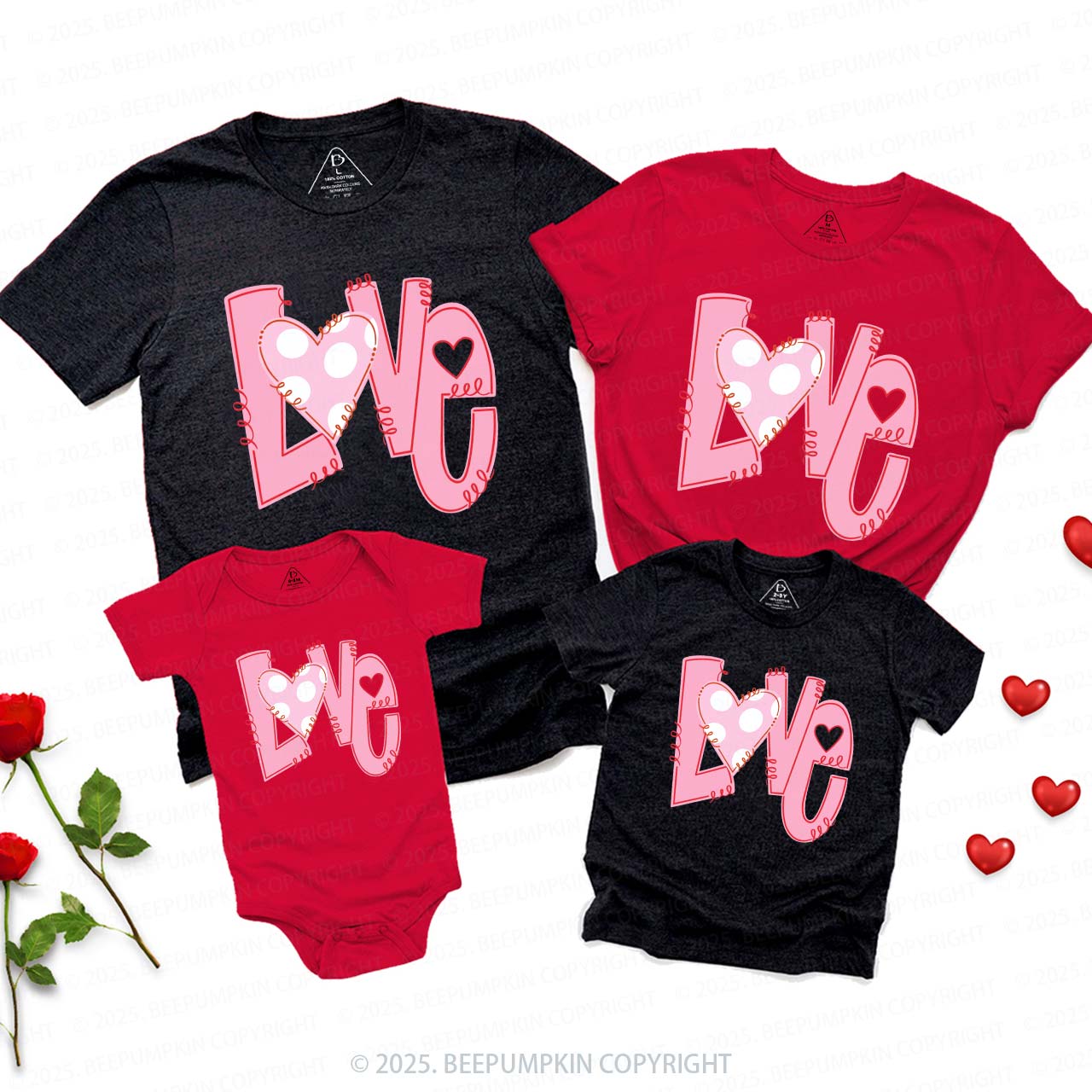 Heart Love Valentine's Day Family Shirt