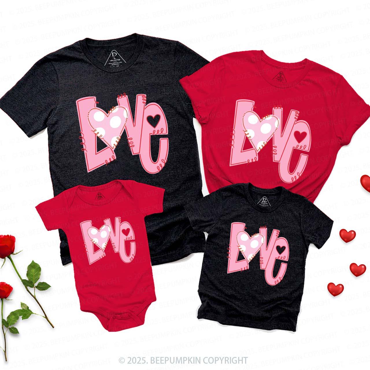Heart Love Valentine's Day Family Shirt