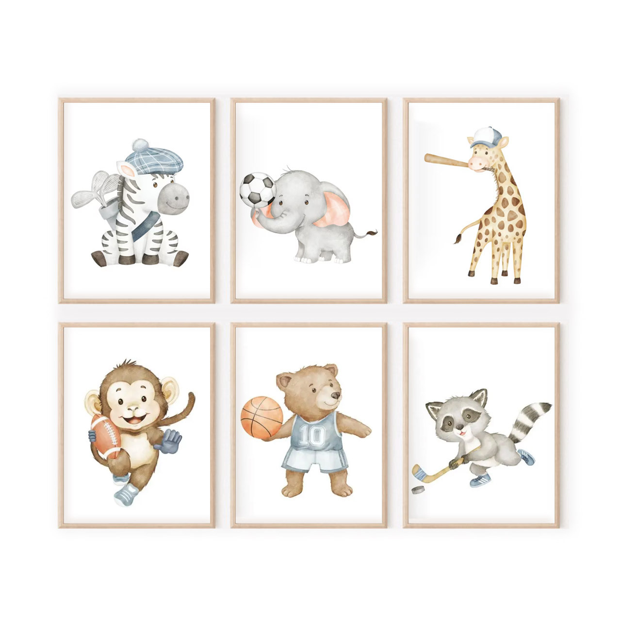 Animals Sports Digital Nursery Wall Art