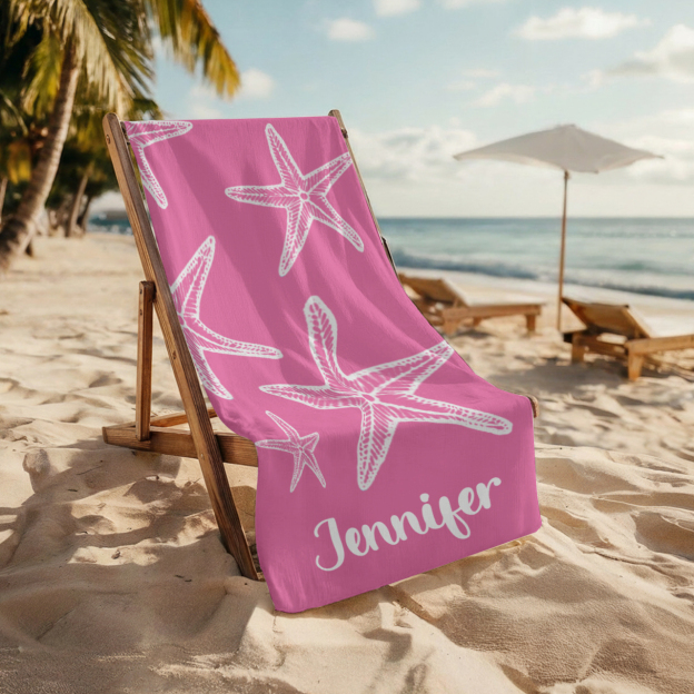 Personalized Starfish Name Beach Towel