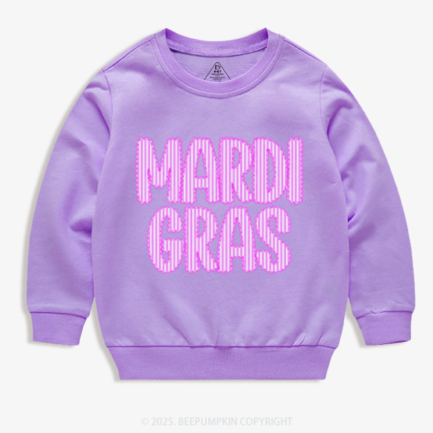 Purple Seersucker Mardi Gras Kid's Sweatshirt