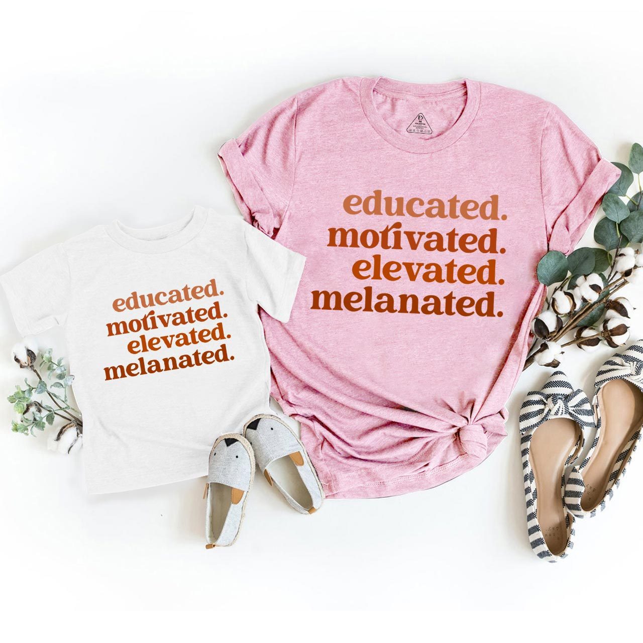 Educated Motivated Melanated Mom&Me Matching Tees