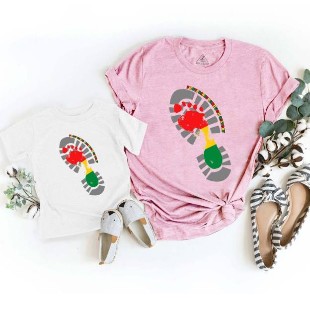 Black History Month Footprint Mom&Me Matching Tees
