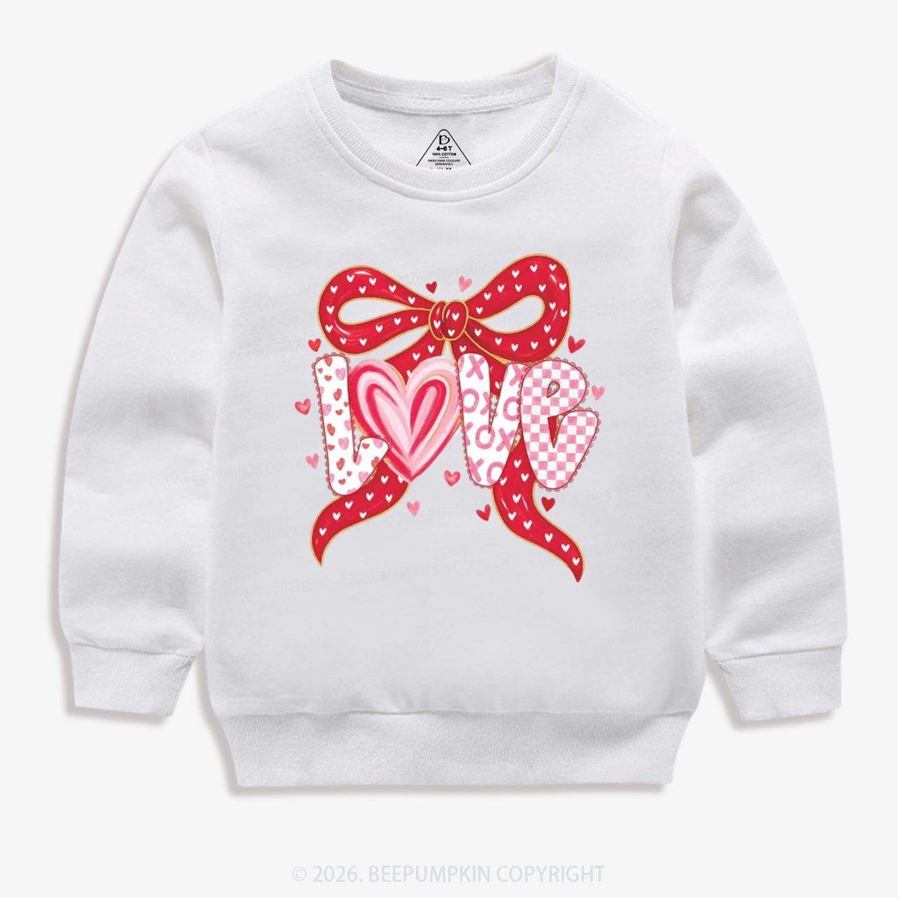 Coquette Bow Love Valentine's Day Kid's Sweatshirt