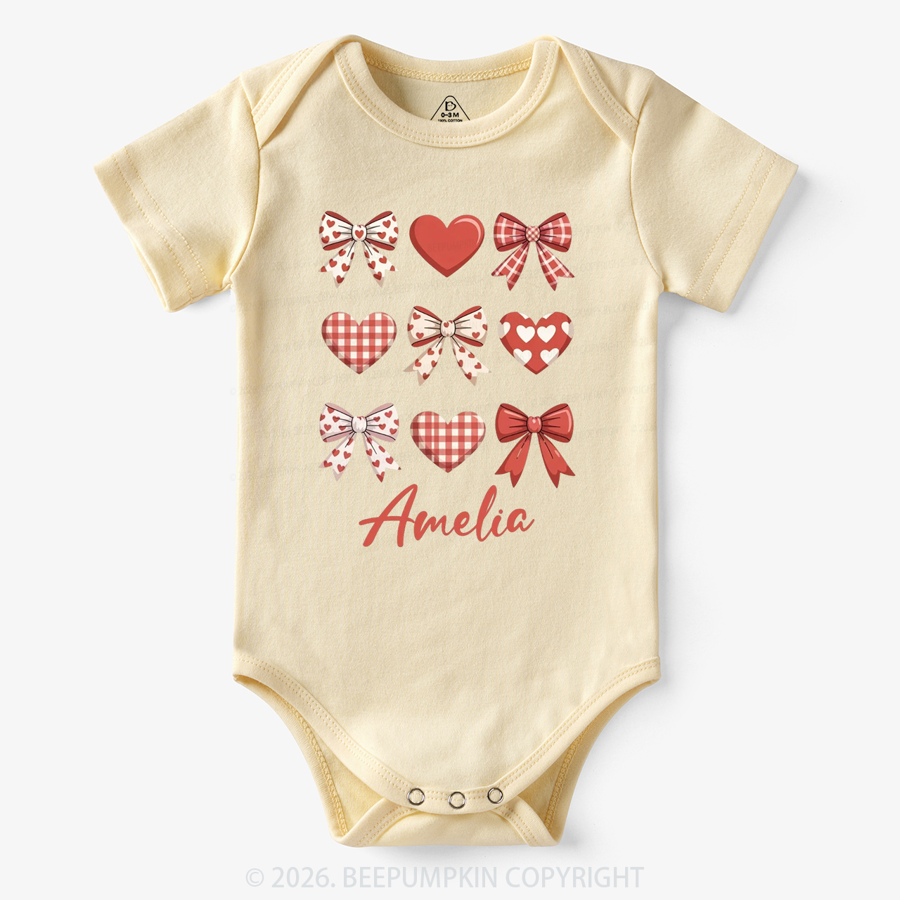 Personalized Bow Heart Valentine's Day Bodysuit