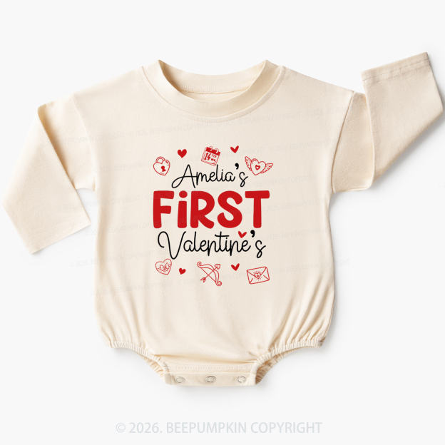 Personalized Baby First Valentine's Day Baby Bubble Romper Beepumpkin